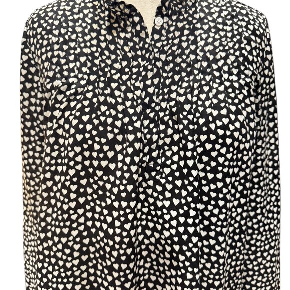 J.Crew Mercantile Black & White Hearts Print Blouse – Size 6 - Picture 2 of 5